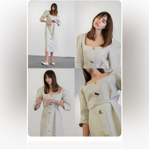 Dresses & Skirts - Elegant Cream Button-Down Dress